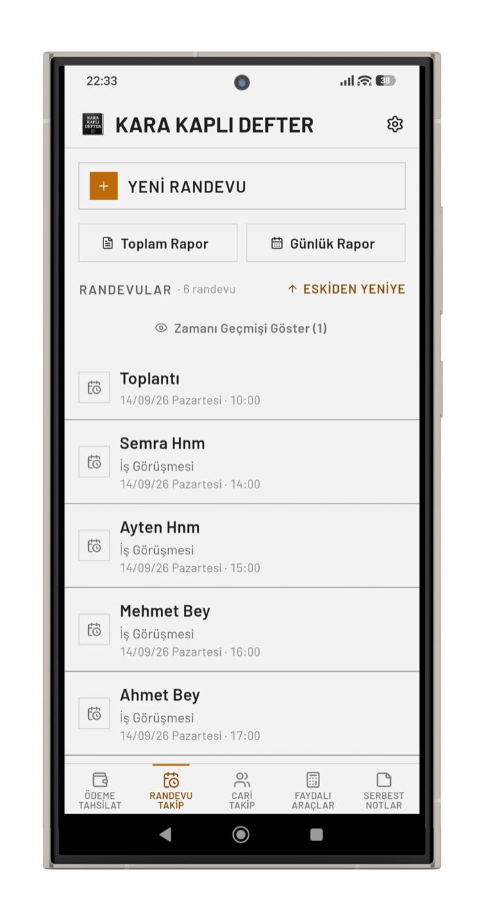 Randevu takip listesi